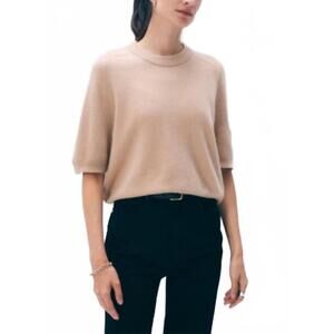 NEW WHITE + WARREN cashmere relaxed t-shirt in muted camel
